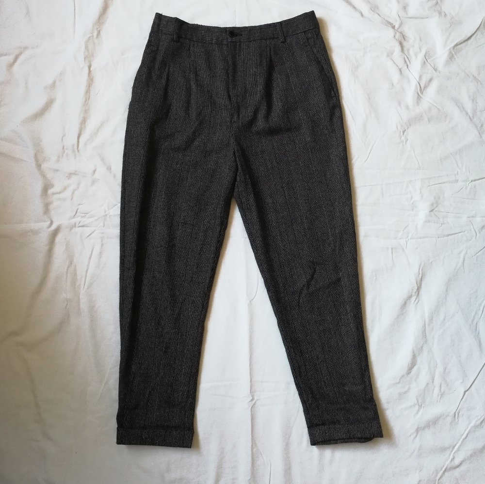ZARA high rise pleated glen plaid trousers S